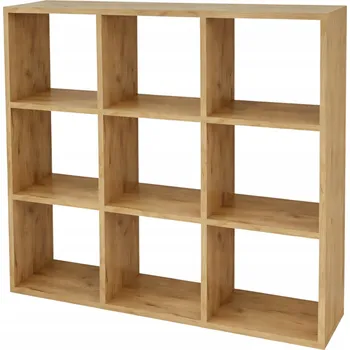 Knihovna Regál na knihy dub craft zlatý kancelářský stojící kalax 9 polic 100 cm 3x3