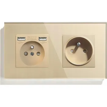Elektrická zásuvka Elektrická Zásuvka, nástěnná USB zásuvka BSEED zlatá