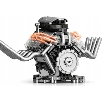 ostatní stavebnice MOTOR V8 Z BLOKŮ POHYBLIVÉ LED PÍSTY MODEL MECHANICKÝ DÁREK VELKÝ