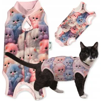 Obleček pro psa POOPERAČNÍ OBLEČEK pro kočky NEBO PSA, ZÁSTĚRKA, POHODLNÁ bavlna, KOŤÁTKA, RŮŽOVÁ