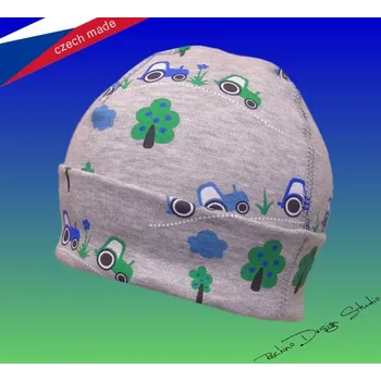 Kojenecká čepice ROCKINO Kojenecká čepička šedá, traktor Varianta: 38cm