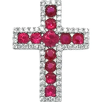 Přívěsek Zlatý Přívěsek s Rubíny a Diamanty 2050216