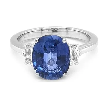 Prsten Zlatý zásnubní prsten se safírem a diamanty 2011536