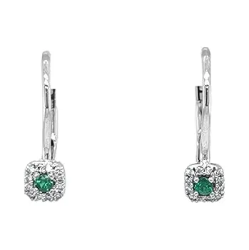 Náušnice Smaragdové náušnice s diamanty z bílého zlata 2020535