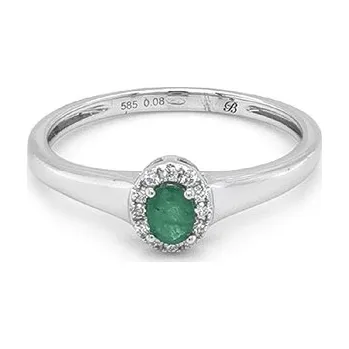 Prsten Smaragdový prsten s diamanty z bílého zlata 2011365