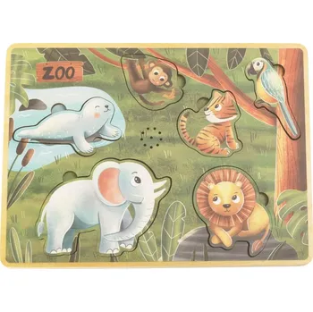 Puzzle eliNeli Dřevěné vkládací puzzle se zvuky - zvířátka ze ZOO