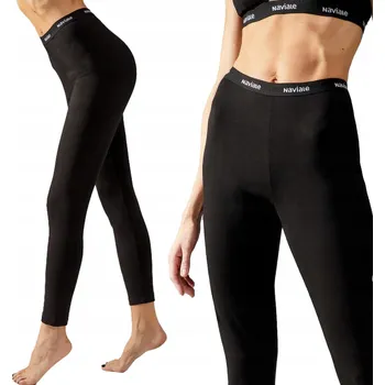 Dámské legíny Dámské bavlněné legíny s vysokým pasem černé tenké Naviale L