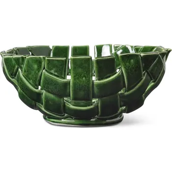Ferm Living Keramická mísa Plait Emerald Green 24&nbsp;cm