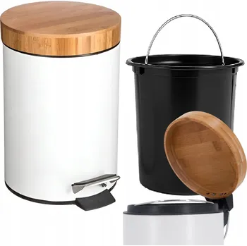 Obraz BÍLÝ KOUPELNOVÝ KOŠ 3L S PEDÁLEM, VNITŘNÍ VLOŽKOU, KOVOVÝ LOFT PREMIUM