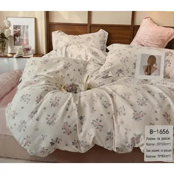 Povlečení Sada povlečení 100% bavlna Mengtianzi B-1656 bílá s květinami 200 x 220 3 dílků