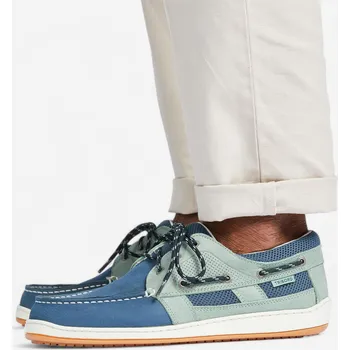 Pánské polobotky DECATHLON Pánské kožené boty na loď Clipper 45 MODRÁ|ZELENÁ
