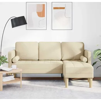 Pohovka vidaXL Set pohovek s polštářem Krémová Polyester [42001919]