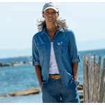 Košile s 3/4 rukávy na ohrnutí, lehký denim sepraná modrá 40