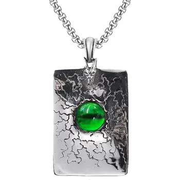 Přívěsek Ocelový přívěsek Dračí oko Zelené – Slunce & Měsíc - Model BEZ ŘETÍZKU (pouze přívěsek)