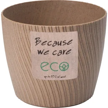 Obal na květináč Obal na květník MIKA PETIT ECO WOOD plastový d17x14cm, sv.hnědý