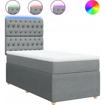 Postel Čalouněná jednolůžková postel VidaXL 90x200 cm, odstíny šedé