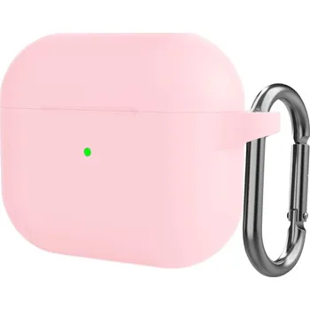 Pouzdro na mobilní telefon Silikonový ochranný obal s karabinou pro AirPods 3 - růžový