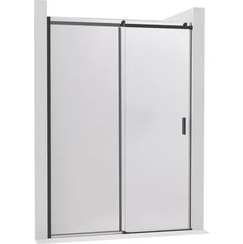 CERANO - Sprchové posuvné dveře Santoro - levá - 6 mm - černá matná, mléčné sklo - 110x195 cm