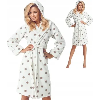 Dámský župan Wanmar dámský župan ke kolenům s kapucí ecru, velikost S