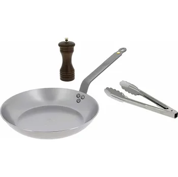 Pánev Sada na steaky de Buyer, 5610.03, box STEAKLOVER, pánev 26 cm, mlýnek na pepř, nerez kleště