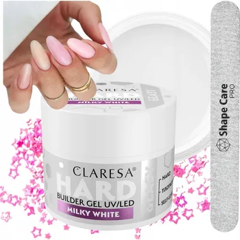 Lak na nehty CLARESA STAVEBNÍ GEL NA NEHTY HARD&EASY MILKY WHITE 45G + DÁRKY ZDARMA