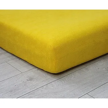 Prostěradlo Froté prostěradlo s gumou 140x200 kvalitní silné ŽLUTÉ