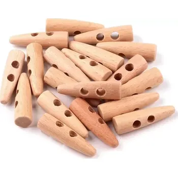 Knoflík Knoflík dřevěný roh 10 x 40 mm - přírodní