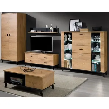 Obývací stěna Mirjan24 Mallorca III dub lefkas/černá