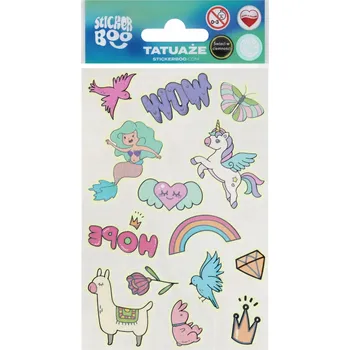 Tetování STICKER BOO Omyvatelné TETOVÁNÍ, sada SVÍTÍCÍ VE TMĚ pro dívky