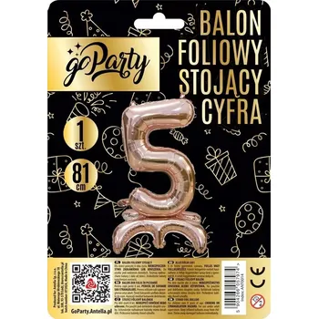 Balónek Fóliový balónek 81 cm - Stojící ČÍSLICE 5 - Růžovo zlatý - 1 kus GOPARTY