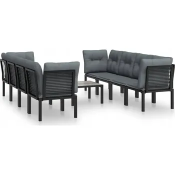 Zahradní sestava 9dílná zahradní sedací souprava, černo-šedá, PE ratan