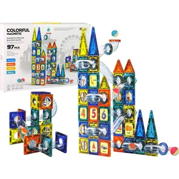 Hračka LEAN Toys Magnetický hrad 97 el. Plastický