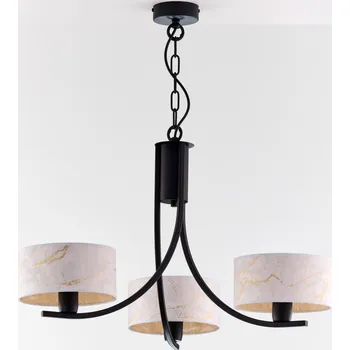 Jupiter 2103 - Lustr na řetězu ARTHUR 3xE27/15W/230V bílá/černá/dekor mramoru