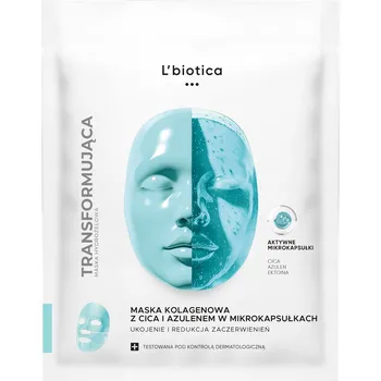 Pleťová maska L'biotica Kolagenová maska CICA a azulenem – Zklidnění a redukce zarudnutí