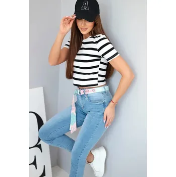 Dámské kalhoty Dámské džíny s vysokým pasem a volnou nohavicí 30