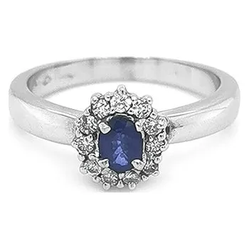 Prsten Zlatý Prsten se Safírem a Diamanty 2010600