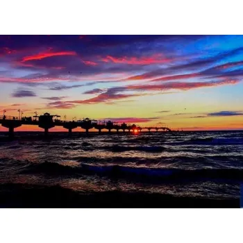 Obraz Diamantová mozaika Vidnokruh Západ Slunce Na Molo 30x40 Cm Kreativní