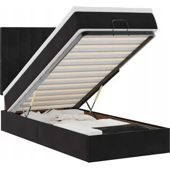 Postel VidaXL Rám postele s úložným prostorem a matracemi, černá, 100x200 cm, samet