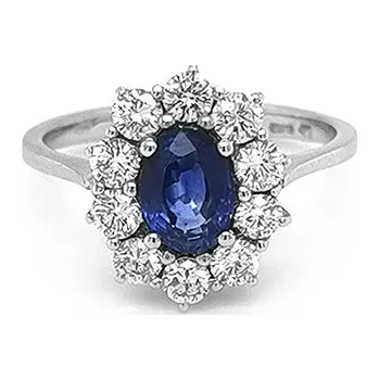 Prsten Zlatý Prsten se Safírem a Diamanty 2010589