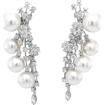 Náušnice Zlaté Perlové Náušnice s Diamanty SS AA YL40002