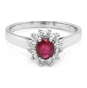 Prsten Zlatý Prsten s Rubínem a Diamanty 2010686