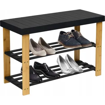 Botník Botník s sedátkem Gockowiak 68,5 x 45 x 28 cm černý