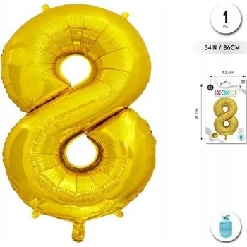 Balónek Fóliový balónek zlatý číslice 8, 86 cm (34 palců)