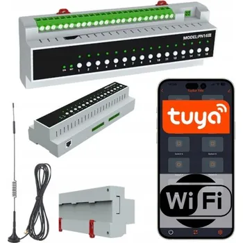 IP kamera Tuya WiFi ovladač 16 kanálů Smart Life na DIN lištu 50A 16A