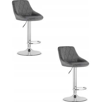 Barová židle KAST Barová Židle - samet šedá / chromová podnož x 2