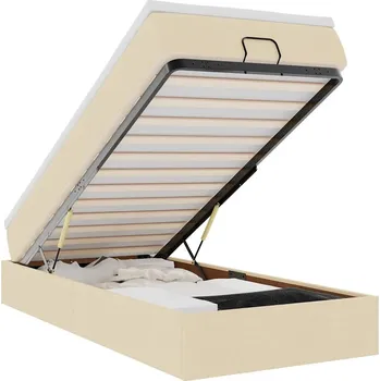 Postel VidaXL Rám postele Otomana s matrací, krémová barva, 90 x 200 cm, látka