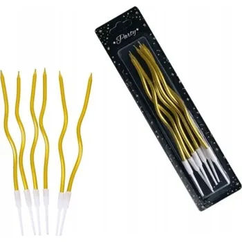 Dortová svíčka NAROZENINOVÉ SVÍČKY NA DORT ZKROUCENÉ ZLATÉ SVÍČKY, 6 KUSŮ