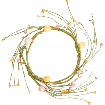 Velikonoční dekorace Velikonoční věnec TAZIA s barevnými kočičkami a vajíčky 20 cm HOMLA