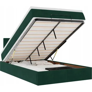 Postel VidaXL Rám postele s úložným prostorem a matrací, zelená, 120x200 cm, samet