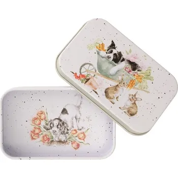 Dóza na potraviny Wrendale Designs Wrendale plechová dóza s víčkem mini Sleeping on the Job pes 9,5x6cm